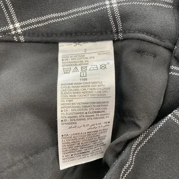 Old Navy Pixie Pants Women's 2 Black Plaid Stretch Fabric Slim Leg Ankle Pants - Picture 5 of 12